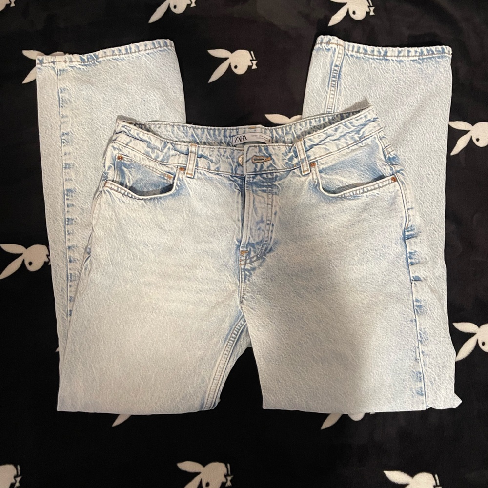 Zara Light Blue Straight Leg Jeans